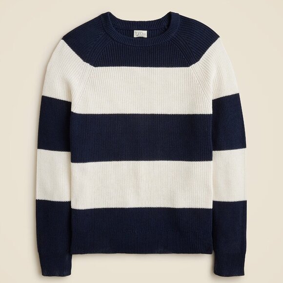 J. Crew Other - J Crew Sweater Mens Blue White Stripe Shaker Stitch Crewneck Heritage Ribbed